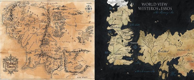 ¿La Tierra Media o Poniente? (Hablamos del mapa completo de cada obra)